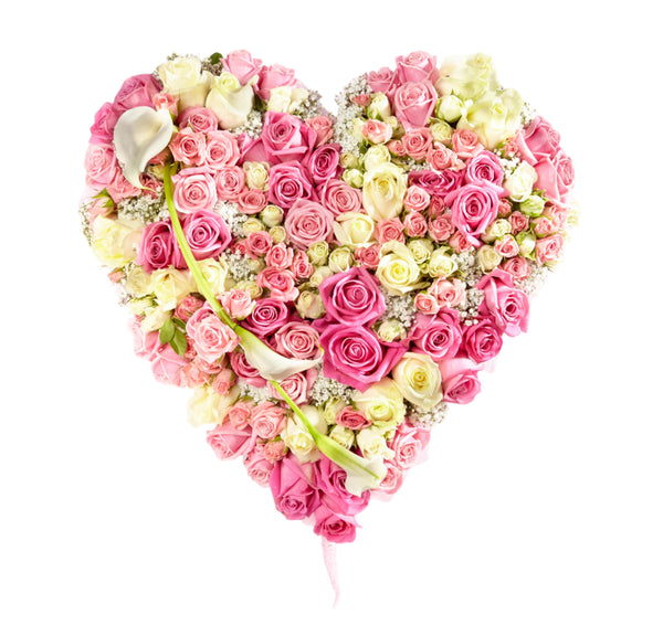 Beautiful Pink Rose Heart. Funeral Tribute