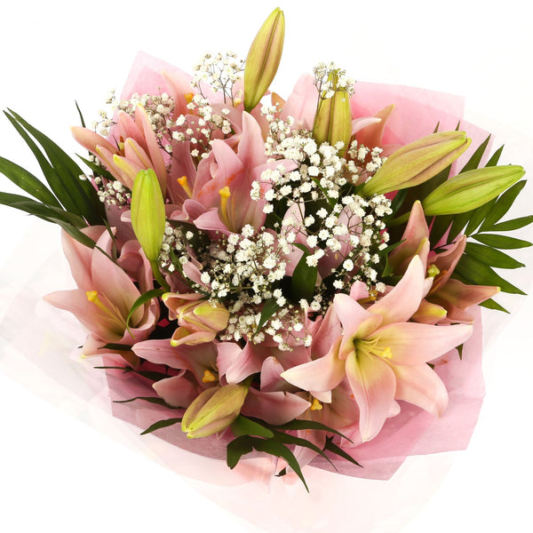 A Classic Pink Lilies Bouquet Sympathy Flowers