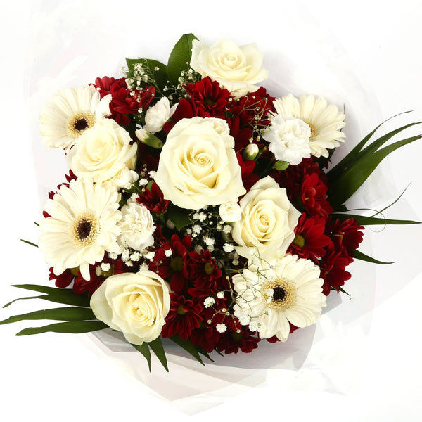 Red & White Deluxe Sympathy Flowers Bouquet