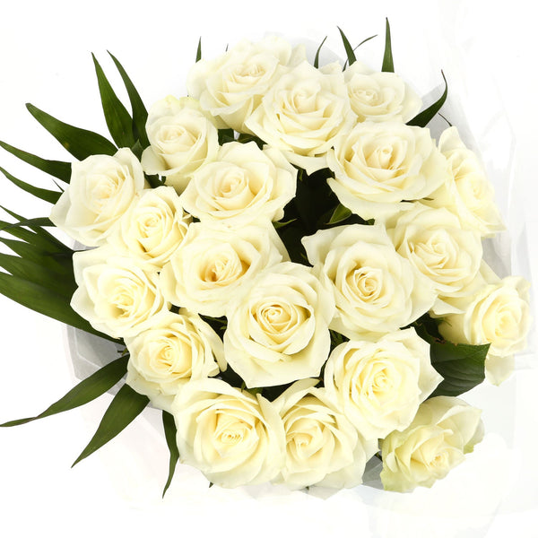 24 White Roses Bouquet  Sympathy Flowers