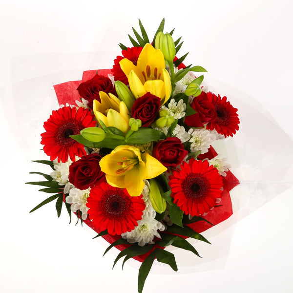 Cherished Red Blooms Sympathy Flowers Bouquet