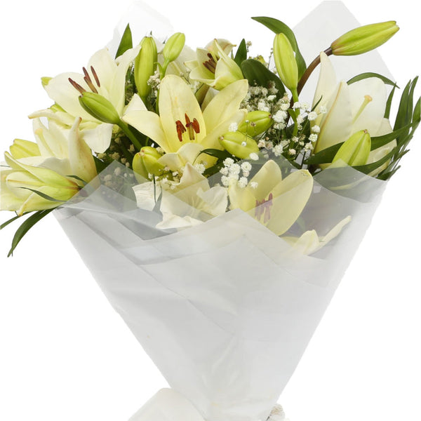 A Classic White Lilies Bouquet Sympathy Flowers